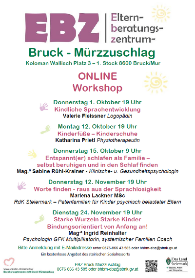Das Bild zeigt die Angebote des EBZ Bruck im Oktober 2026.