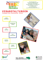 Das Bild zeigt die Titelseite des Halbjahresprogramms August bis Dezember 2023.